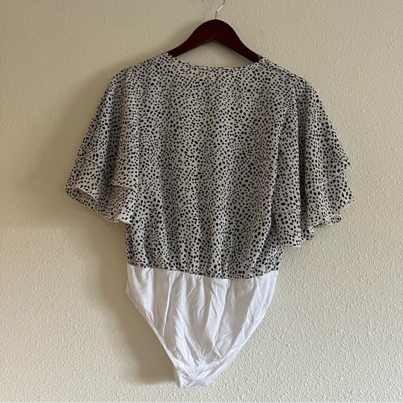 Altar'd State Black and White Print Polka Dot Body Suit Blouse Size Small - Picture 7 of 9